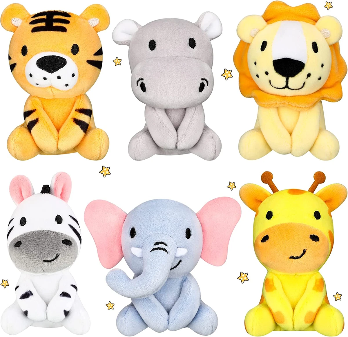 6 Pcs Mini Animaux des Bois en Peluche Jouets Animaux en Peluche de Jungle  en Vrac