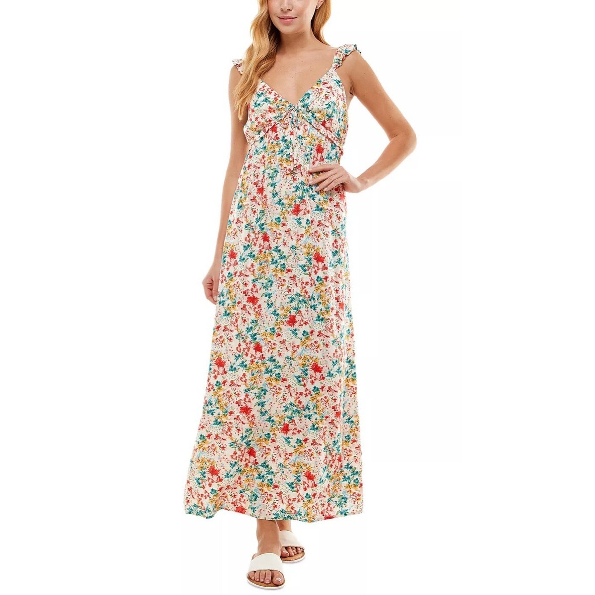 juniors floral maxi dress B.Darlin juniors maxi dress, pink/blue floral, size 7/8