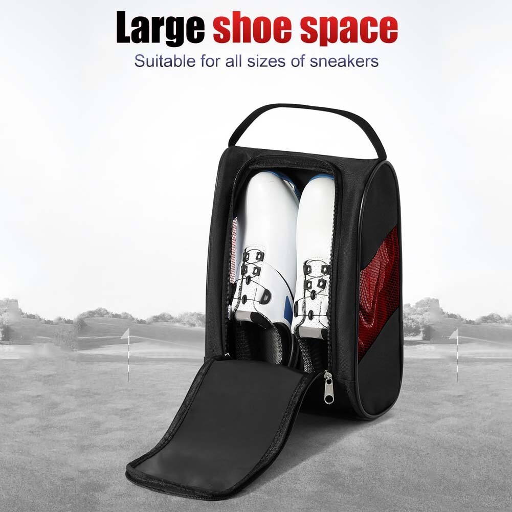 Portable Golf Shoe Holder Bag Lightweight Breathable Zipper Nylon