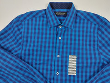 Nick Graham Men's Nick Graham Long Sleeve Blue Plaid Shirts Size M 15.5 34-35 