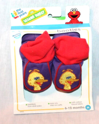 NEW IN BOX SESAME STREET YELLOW BIRD  BOOTIES MEDUIM 6-12  MONTHS 