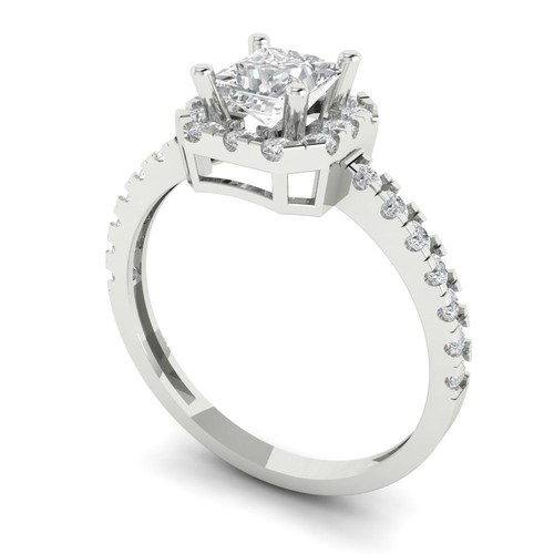 Anillo de diseñador clásico de novia 1,40 princesa moissanita oro blanco 14 k - Imagen 2 de 11