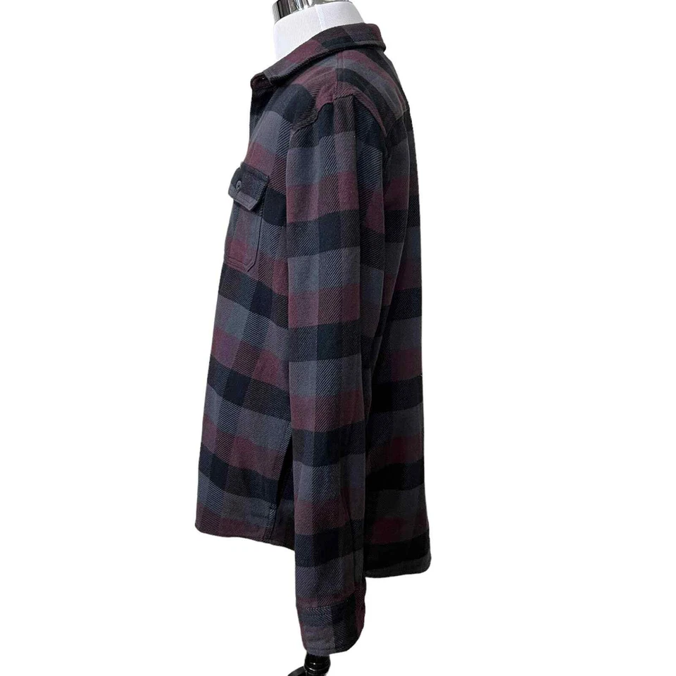 ORVIS Mens Large Plaid Purple Black 100% Cotton Shacket Chore Jacket - Image 2 of 4