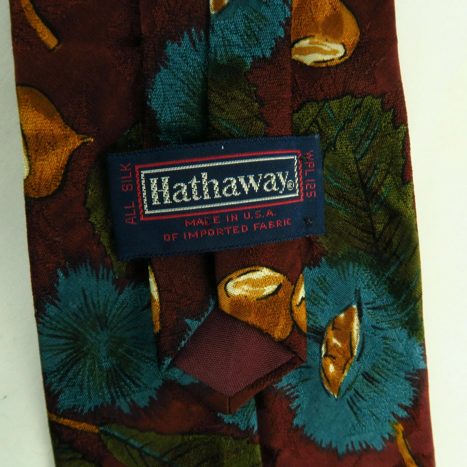 Vintage Hathaway Floral  Tie Necktie Red Blue Green 56"x3.75" Art Watercolor - Image 3 of 4