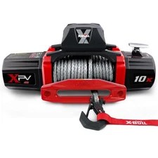 X-BULL 10000LBS Electric Winch Synthetic Rope Towing Trailer Truck Off-Road Grey