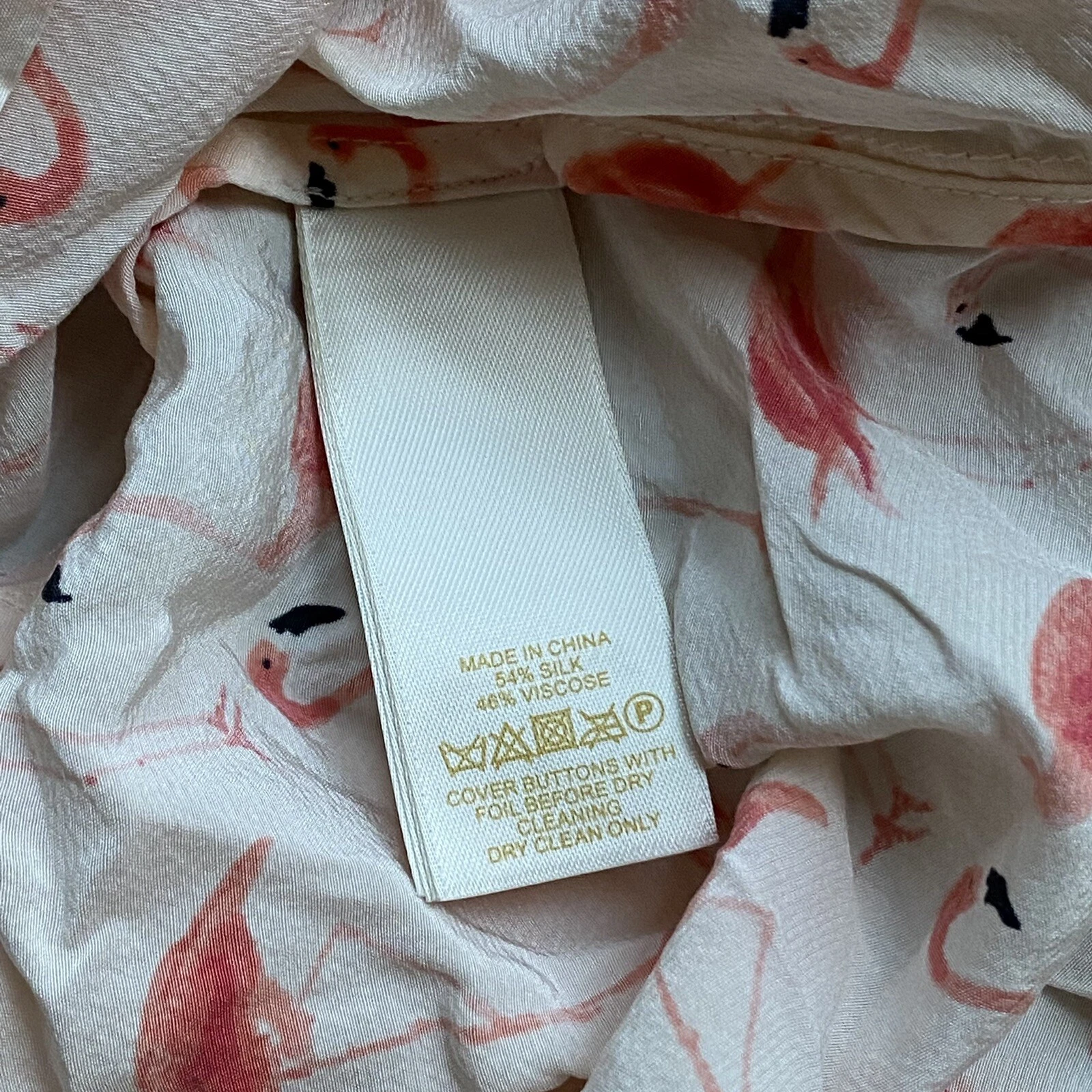 Abito Blaire Kate Spade New York stampa fenicottero all over taglia 10 seta tropicale