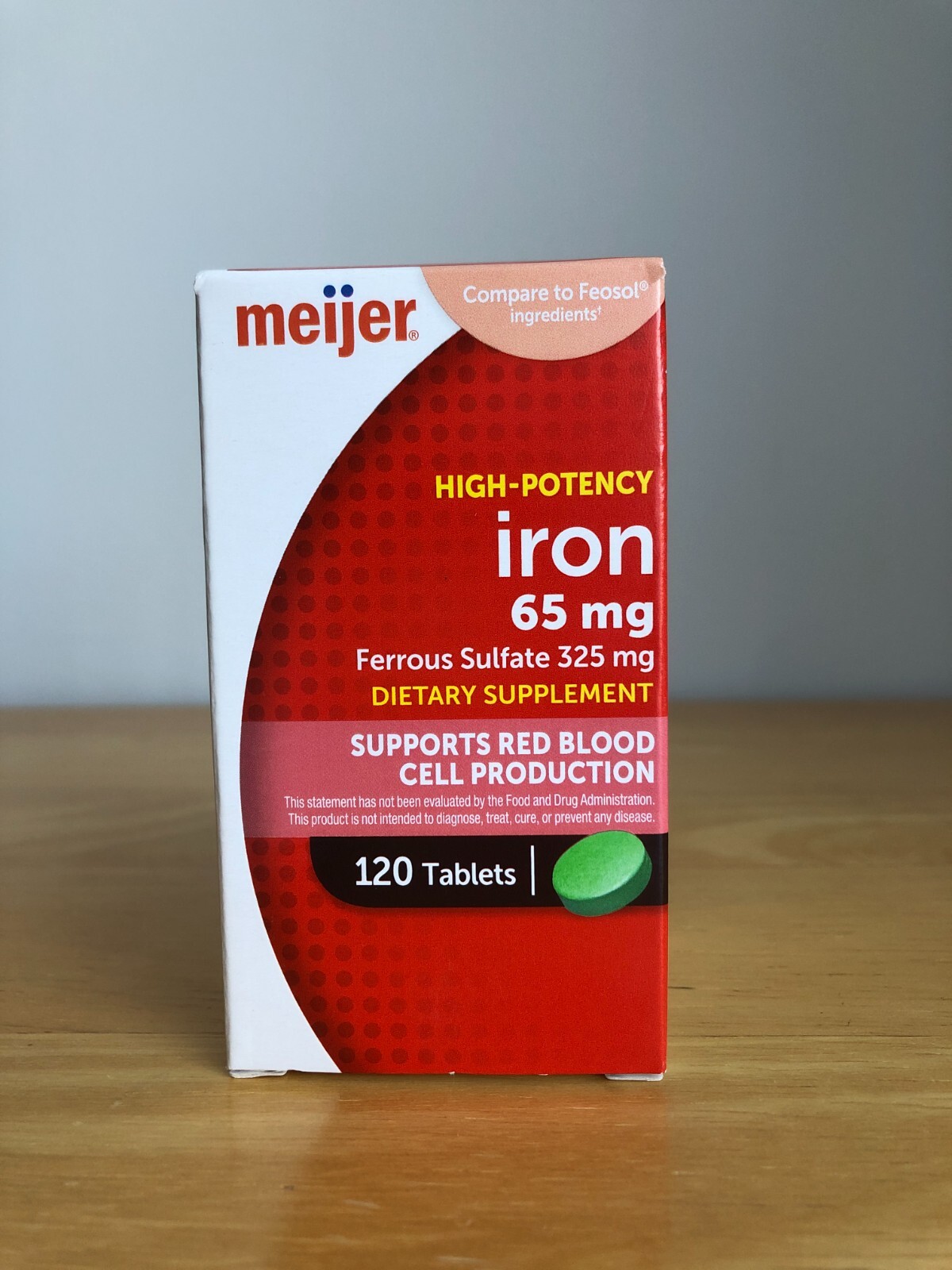 New Meijer HighPotency Iron 65 mg Ferrous Sulfate 325 mg Dietary