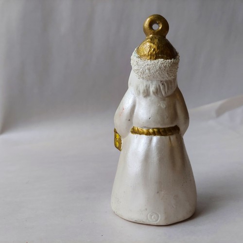 Vestido blanco adorno de Santa con adorno y linterna dorados, bisque 4" pintado a mano - Imagen 4 de 11