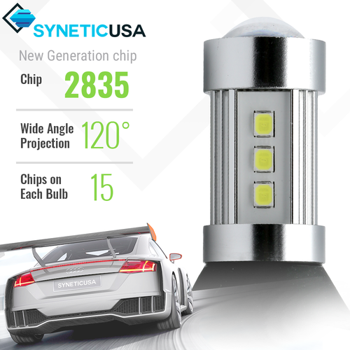 Syneticusa 3157/5702AK 6000K White LED Front Turn Signal Pair Light Bulbs DRL - Picture 2 of 8