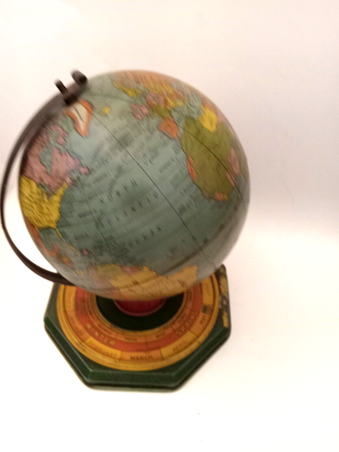 VTG 1930's J CHEIN Zodiac Seasons Month Base World Globe Tin Metal Litho AS IS - Picture 10 of 12