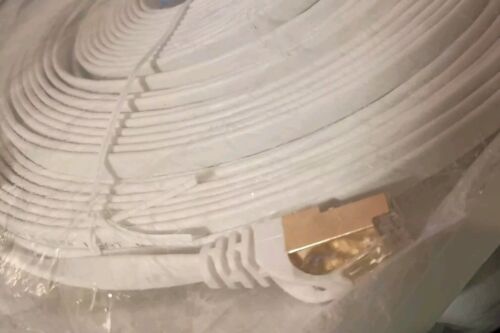 BUSOHE Cat 7 Flat Ethernet Cable 10Gbps High Speed Ethernet Cable - White 100 ft - Picture 3 of 4