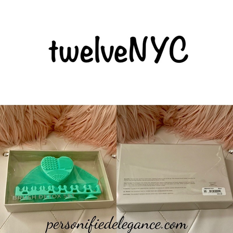 NEW twelveNYC 3PC Aqua Green Makeup Brush Holder Detox Set w/Silicone Mat $20