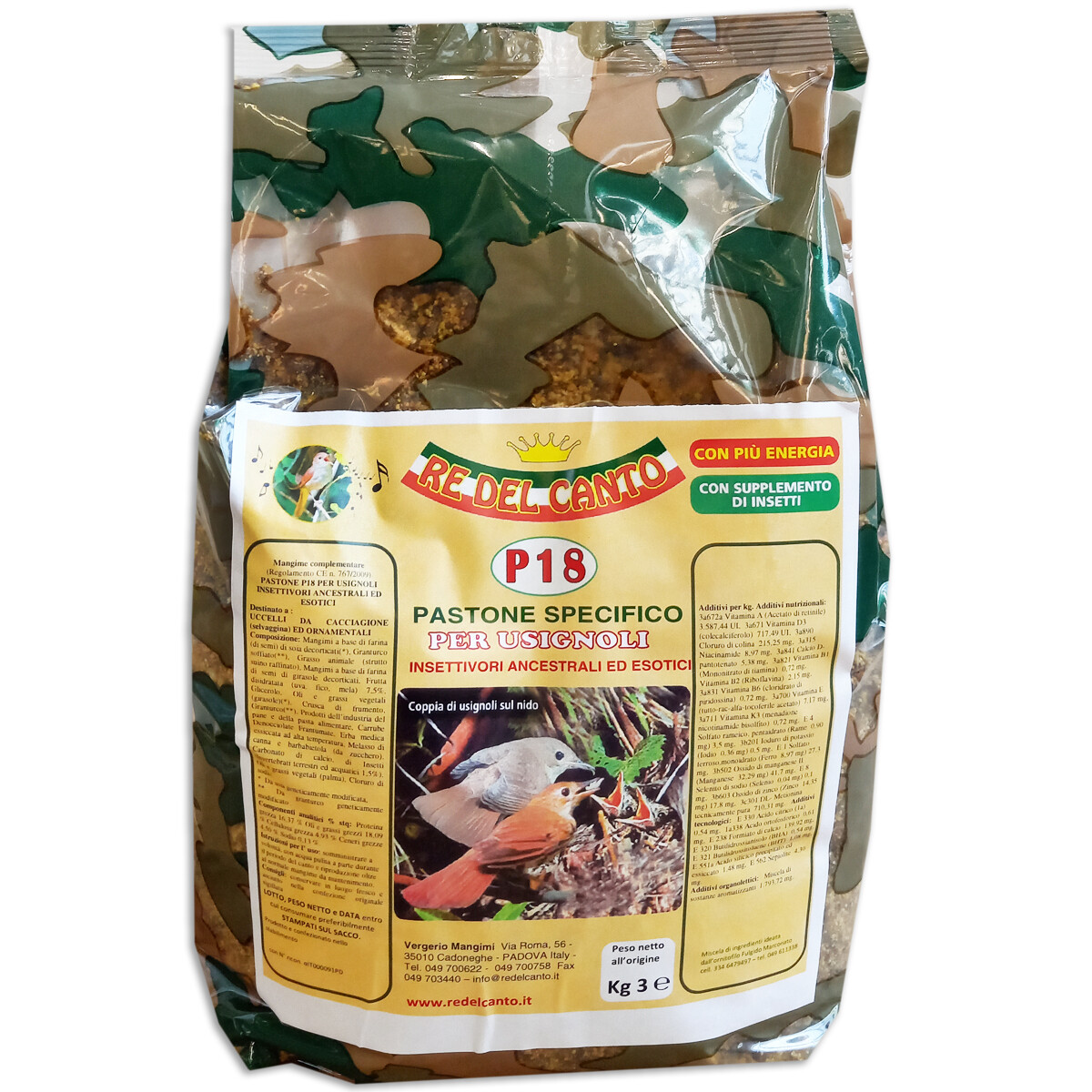 Re Del Canto P18 1x3kg mangime uccelli insettivori pastone