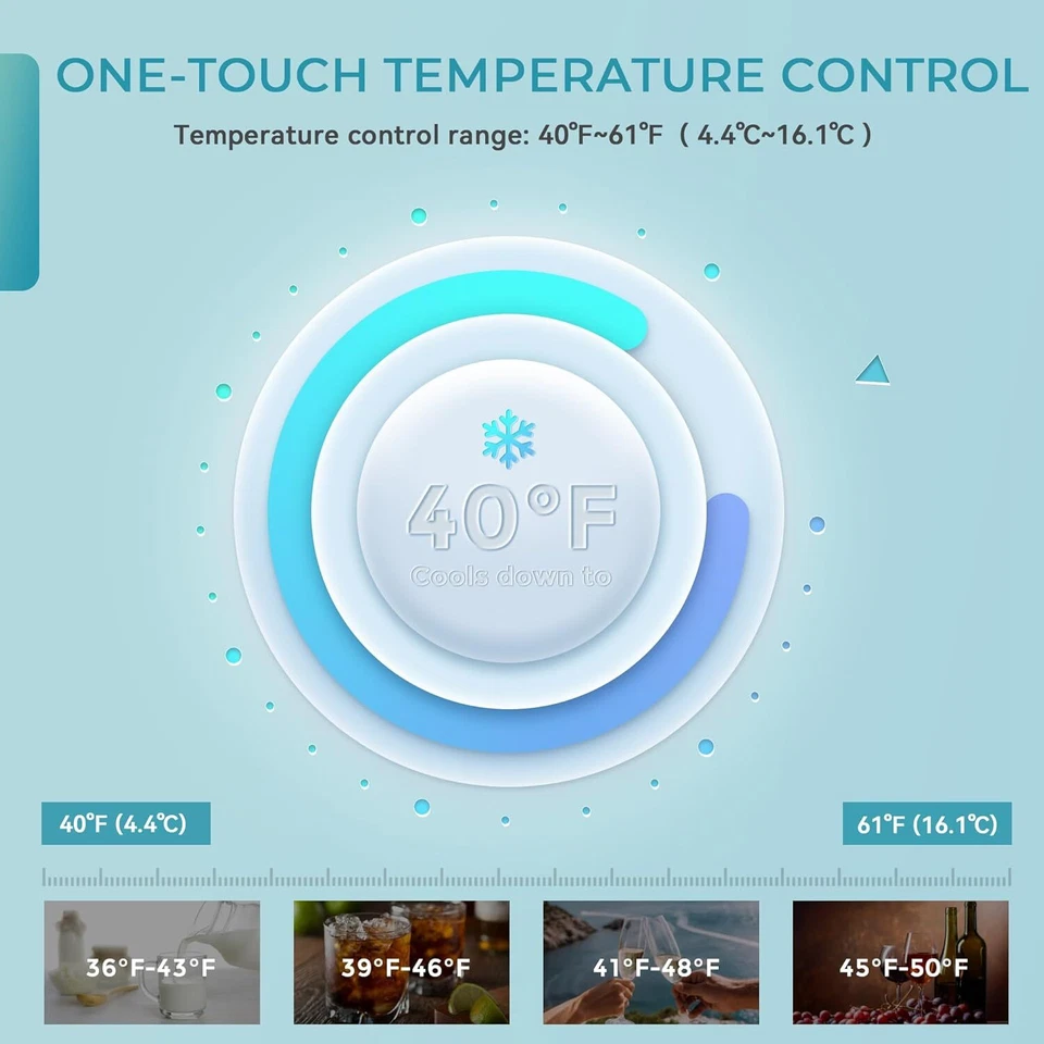 Mini Beverage Fridge Glass Door LED Cooler with Adjustable Shelves for Home Bar - Image 4 of 4