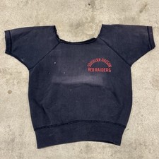 vtg 50s 60s Black Sweatshirt Southern Oregon Red Raiders Short Sleeve Sweatshirt