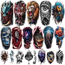 3D Realistic Temporary Tattoos Half Arm 3D Halloween Temp Tattoos Waterproof