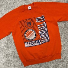 Vintage Jerzees Marshall Co Sweatshirt Size Large Orange Made In USA Basketball