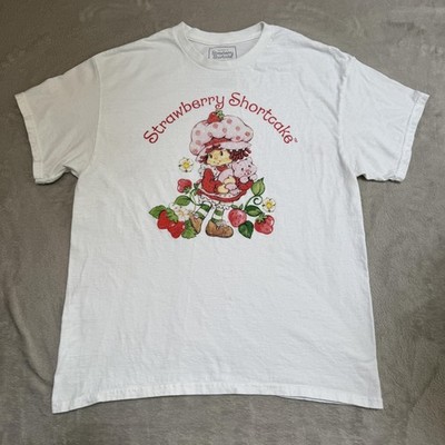 Strawberry Shortcake Isaac Morris Shirt Womens L White Graphic Cat 80s Retro