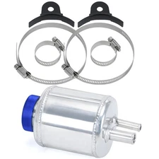 Universal Car Racing Power Steering Fluid Reservoir Tank BreatherTank W/ Clamps