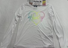 Hurley Girls Youth Swim Top Rash Guard LongSleeve Pullover UPF 50 Beach 10/12