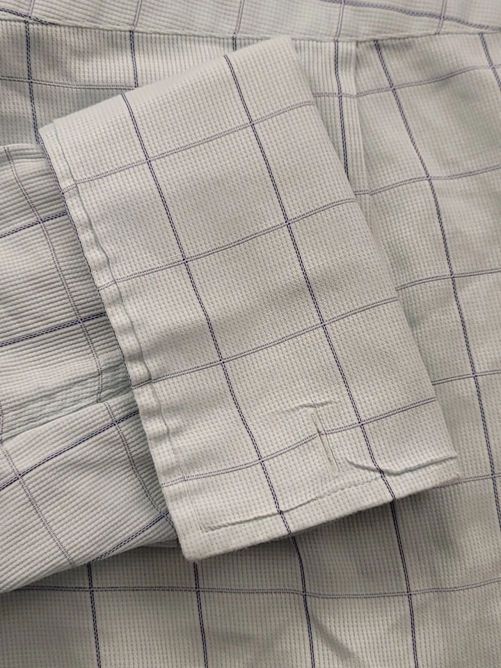 Camisa de vestir Thomas rosa para hombre verde a cuadros puño francés superfino talla 16 X 34  Foto 4 de 4