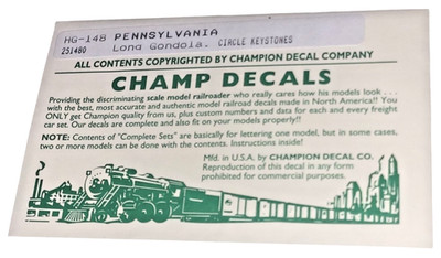 Champ Decals HG-148 Pennsylvania Long Gondola, Circle Keystones - HO Gauge