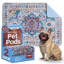 Boho Absorbent Reusable Non-Slip Washable Dog Pee Pads, 2 Pack 40x26  Boho W...