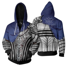 Fantasy Knight Armor Hoodie   3D Medieval Warrior Zip Up Jacket