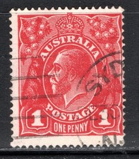 Australia Stamp Scott #21, 1p, King George V, Red, Used, SCV$1.75 (E)