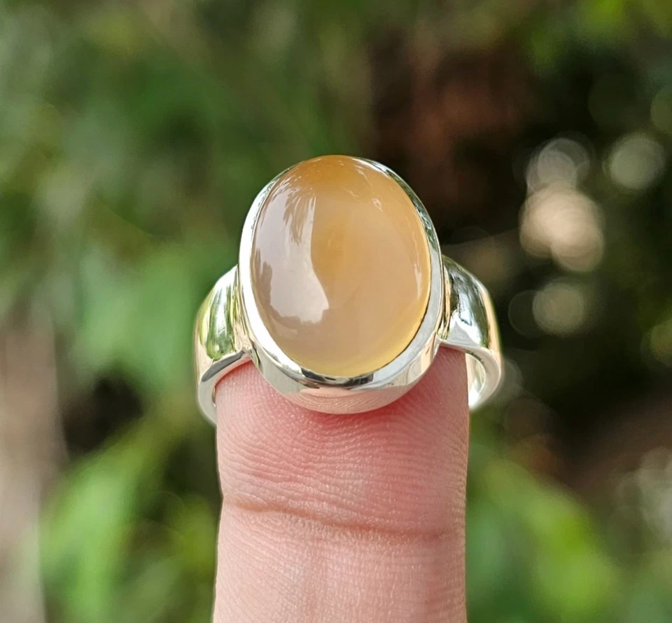 Natural Yemeni Aqeeq Ring, 925 Sterling Silver Handmade Agate Ring For Men - Image 3 of 4