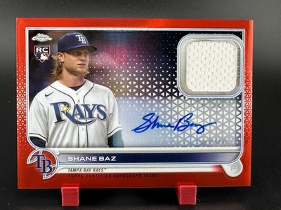 2022 Topps Chrome Shane Baz Tampa Bay Rays Autographed Relic RC Card 3/5 ACRR-SB