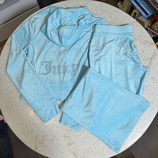 Juicy Couture y2k Crystal velour rhinestone bling tracksuit size Large