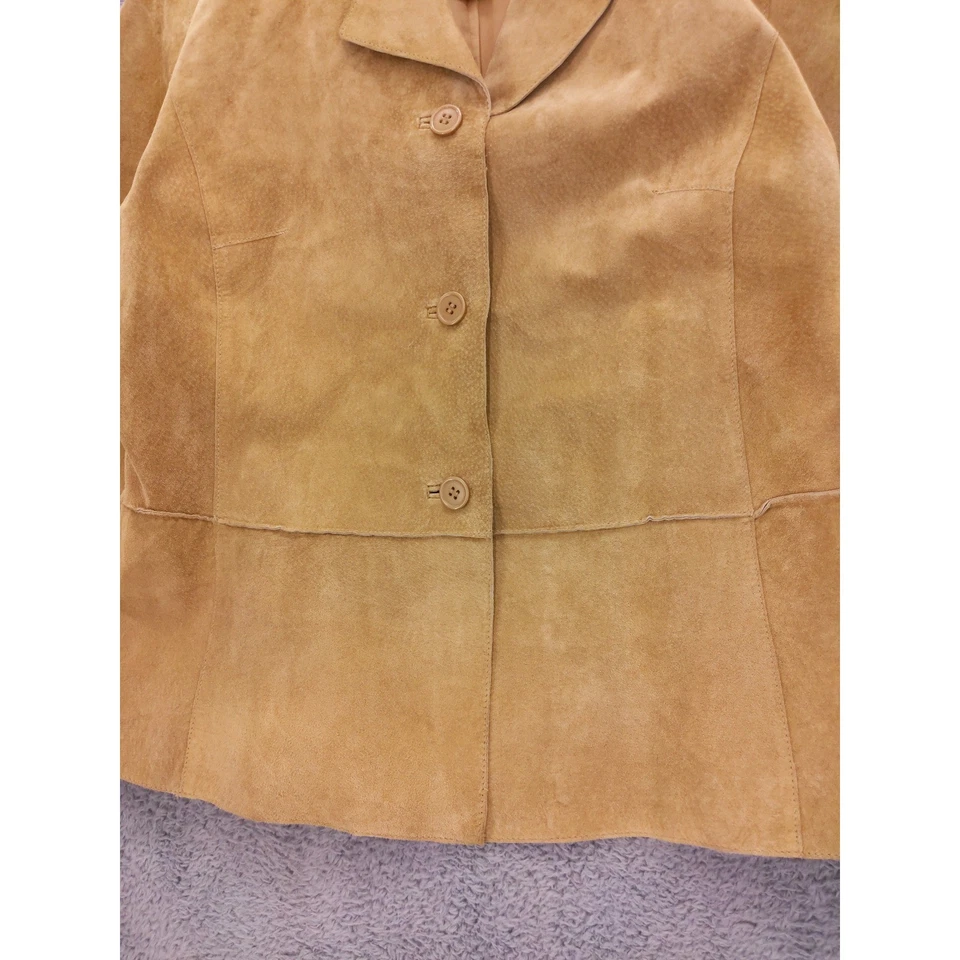 Chaqueta Blazer Brandon Thomas Para Mujer Cuero Gamuza Tostado Talla L Foto 3 de 4