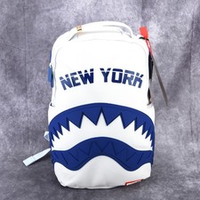 Sprayground Shark PVC Large Leather Backpack Unisex Plaid Natural White New York