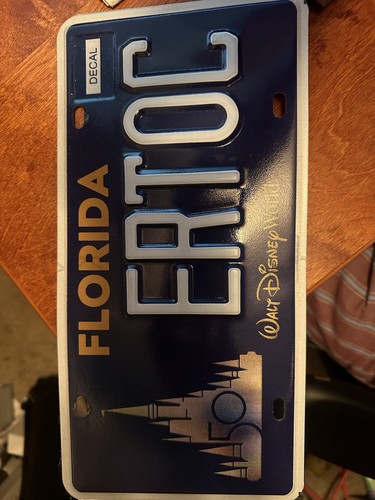 Florida Walt Disney World 50th anniversary commemorative license plate