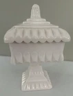Vtg Jeanette SHELL PINK Milk Glass Pedestal Wedding Box &lid Dish Candy 7”