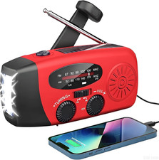 Radio Solare Wind Up, Radio Meteo Portatile AM/FM/WB Con Torcia LED E Batteria O