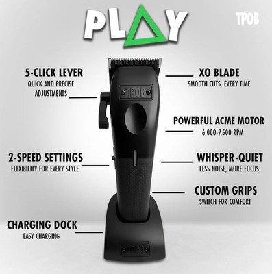 TPOB PLAY CLIPPER (BLACK & WHITE) Hair Clippers (BRAND NEW)