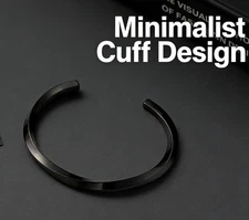 Modern C-Shaped Open Cuff - Adjustable Minimalist Wrist Jewelry Elegant Black