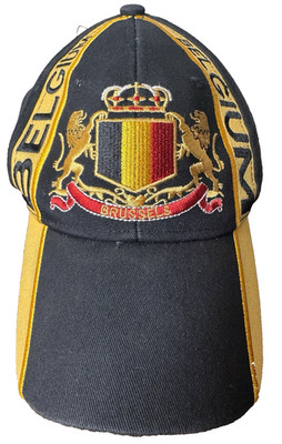 Belgium Ball Dad Cap Hat Brussels Soccer Strapback Black Yellow Red Crest Mens