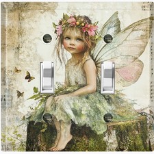 Metal Light Switch Outlet Cover Wall Plate Green Forest Woodsy Fairy AFM101
