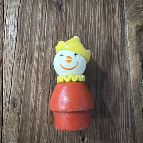 Vintage🤡Fisher Price Little People🤡WOOD BODY Circus Train Clown #991 - Rare