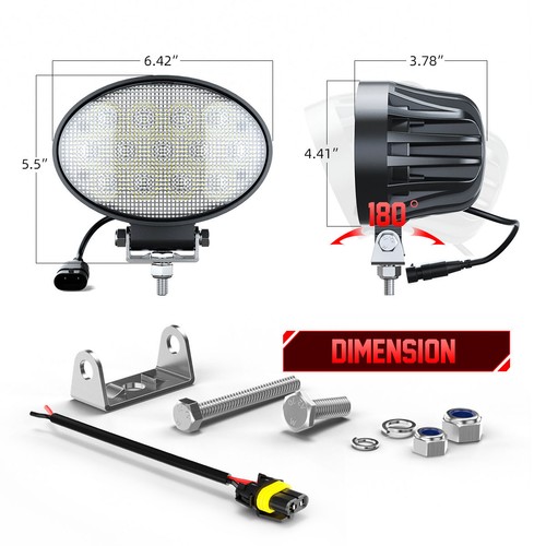 65W Oval LED Wokr Light Flood For Deere 7020-7030 8020-8030 8030T Series - Picture 8 of 9