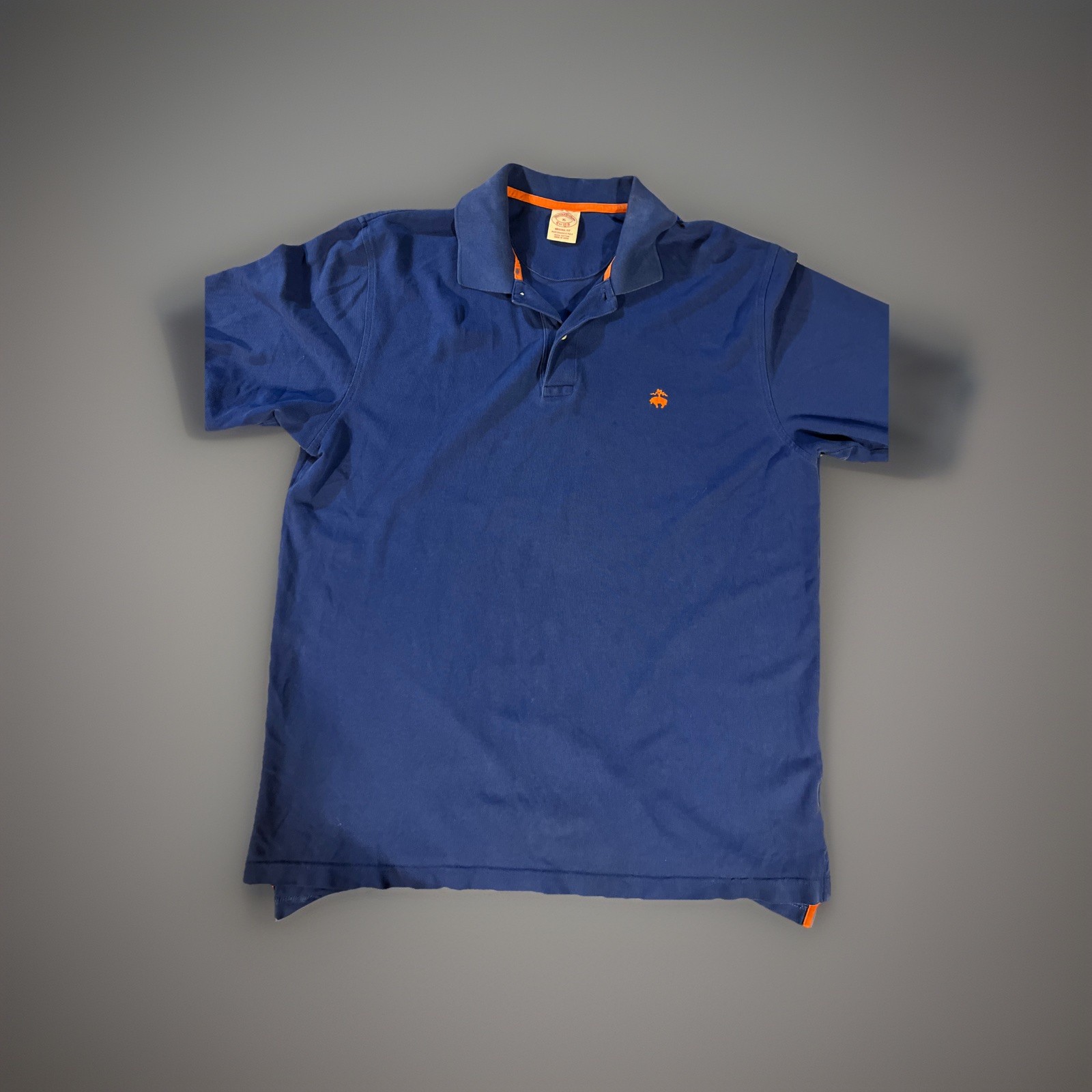 Vintage Brooks Brothers Men’s Polo Shirt Blue & Orange Short Sleeve Size XL