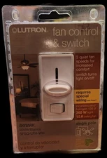 NEW Lutron SFSQ-LFH-WH 3-Speed Fan Light Switch Slide Dimmer - White Single Pole