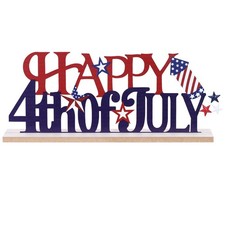 4th of July Decorations, Metal Happy Fourth of July with Wooden MYTD-8113