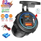 2/3/4 Port PD QC 3.0 USB Car Charger with Voltmeter Socket Power Outlet Adapter 