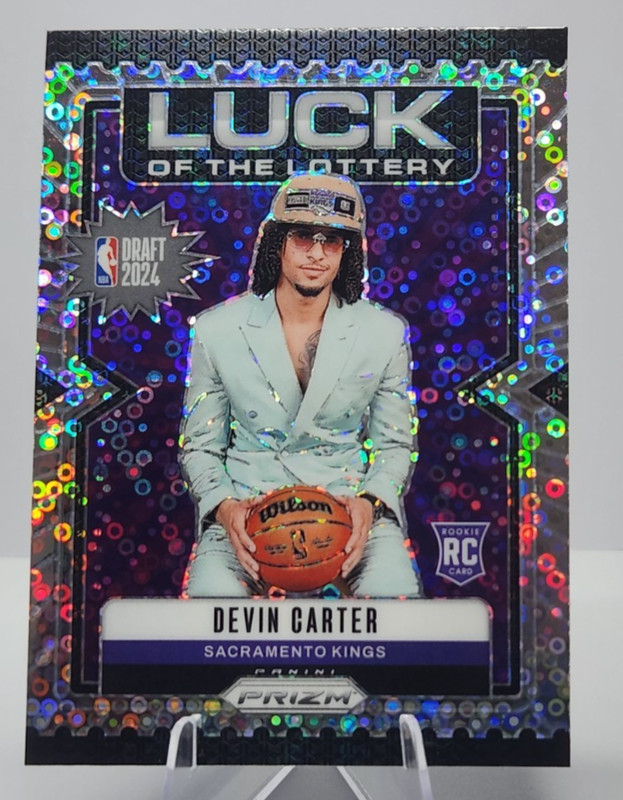 2024-25 Panini Prizm Luck Of The Lottery Silver Disco #11 Devin Carter RC Rookie