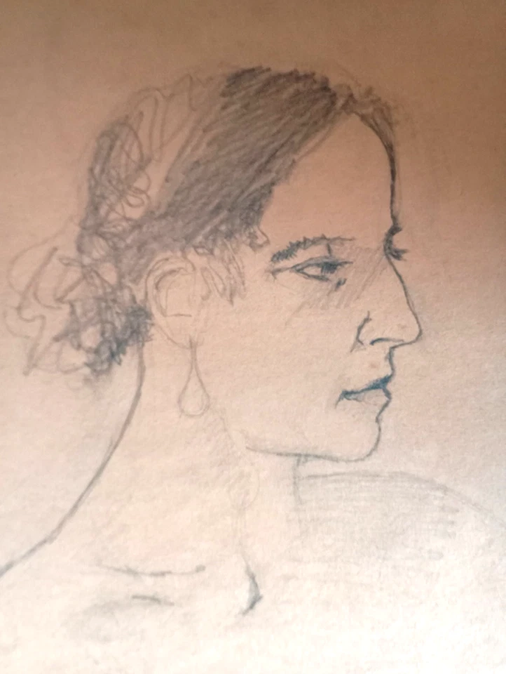 DESSIN SUR PAPIER UNE FEMME NUE AVEC UNE SIGNATURE - Photo 2/4