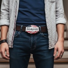 NEW Men Women Silver Metal Buckle Fashion United States Of America Flag USA